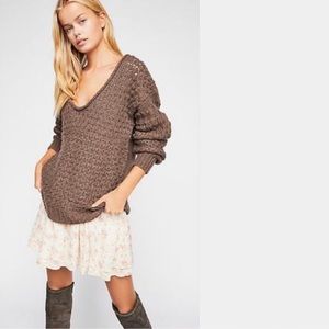 Free People Crashing Waves Sweater Medium Chunky Scoop Neck Pullover women’s